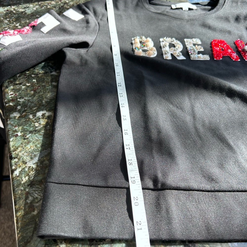 NWOT Rare Silvian Heach “Break” “Leave” Fully Embellished sweatshirt. Designer. - Picture 9 of 16